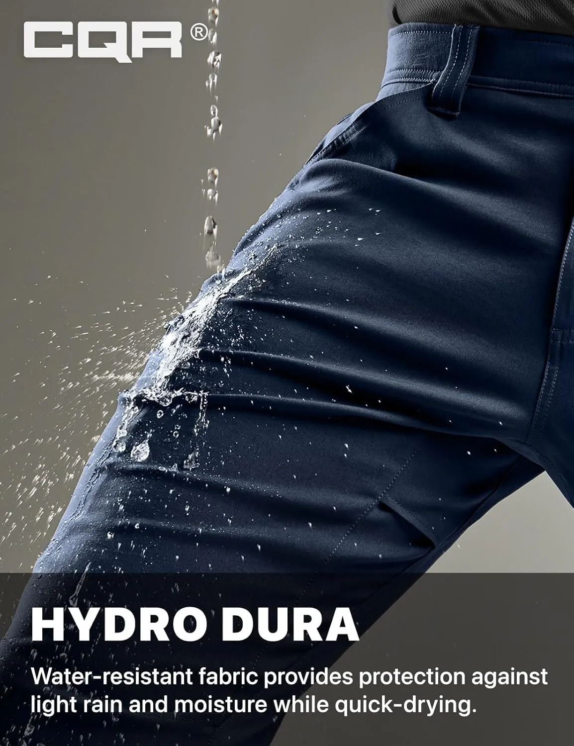 CQR Men's Cool Flex Tactical Pants, Water Resistant Lightweight Stretch Cargo Work Hiking Pants