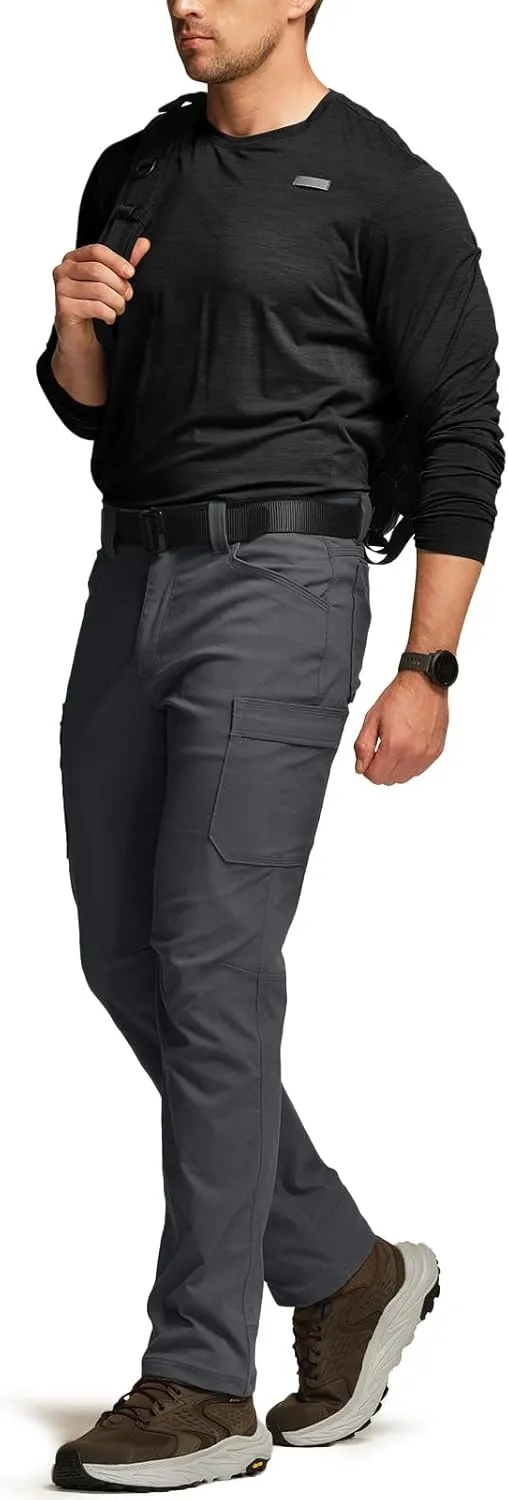 CQR Men's Cool Flex Tactical Pants, Water Resistant Lightweight Stretch Cargo Work Hiking Pants