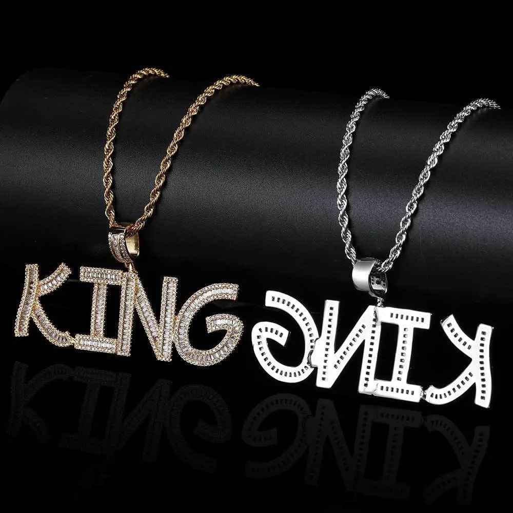 Custom Chain Name Necklace Personalized Letter Pendant Bubble Custom Necklace Iced Out Customized Jewelry Rope Chain for Hip Hop Men Rapper Women