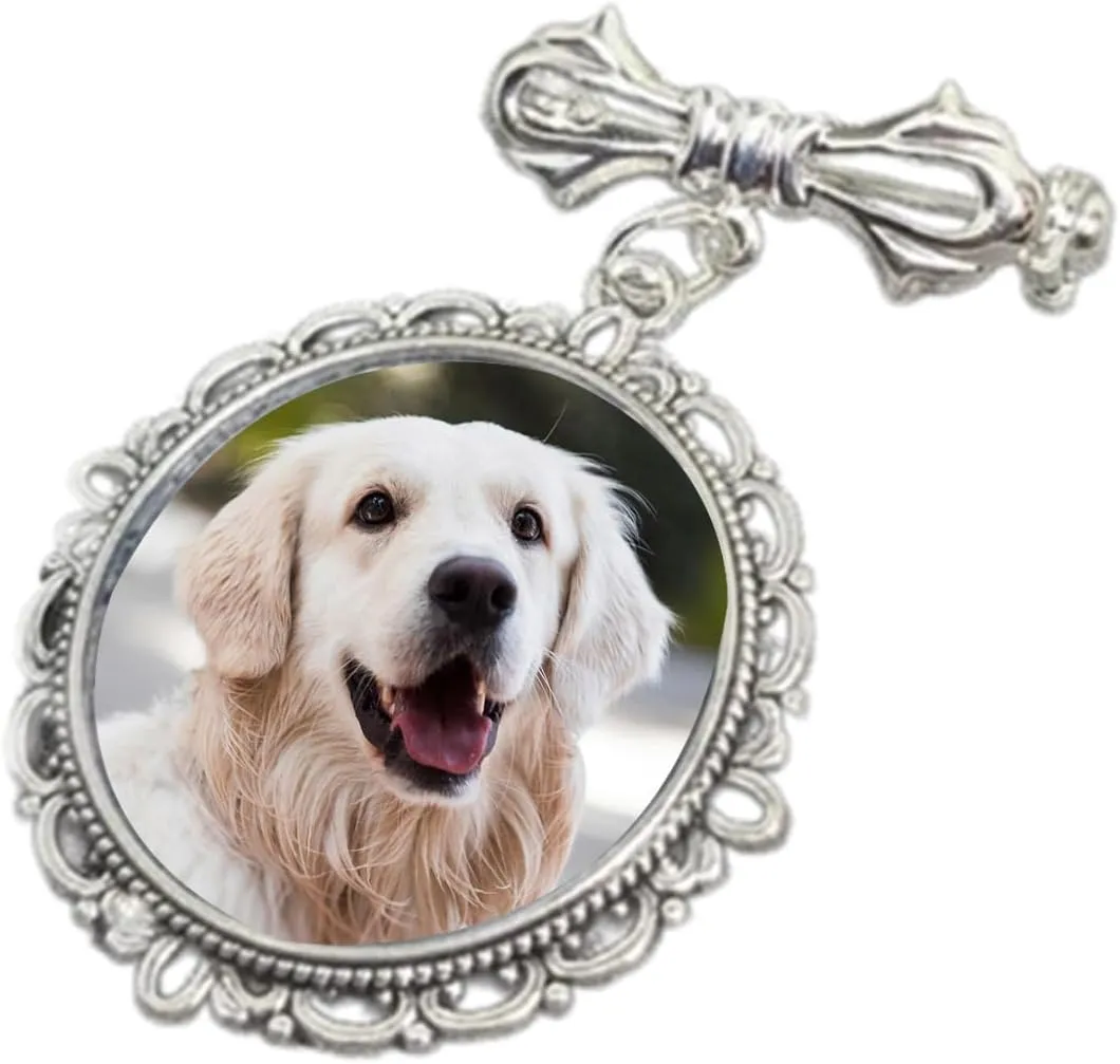 Customizable Wedding Picture Pin Photo Frame Lapel Pin Lacy Oval Shape Brooch Jewelry for Christmas