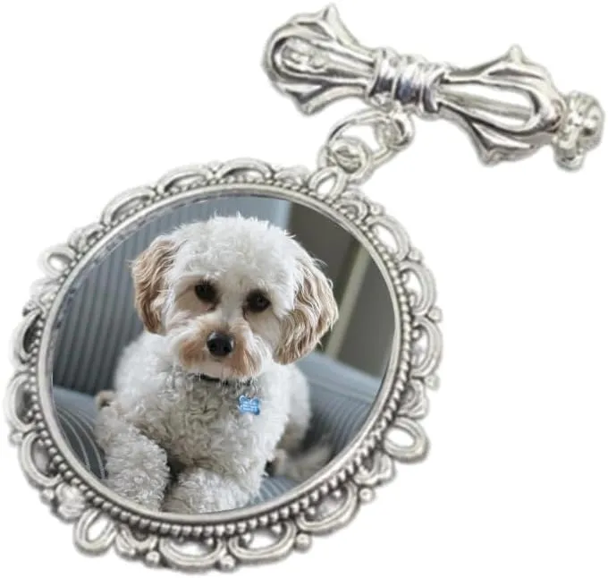 Customizable Wedding Picture Pin Photo Frame Lapel Pin Lacy Oval Shape Brooch Jewelry for Christmas