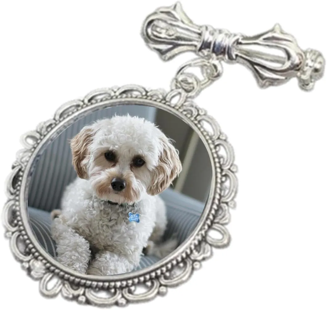 Customizable Wedding Picture Pin Photo Frame Lapel Pin Lacy Oval Shape Brooch Jewelry for Christmas