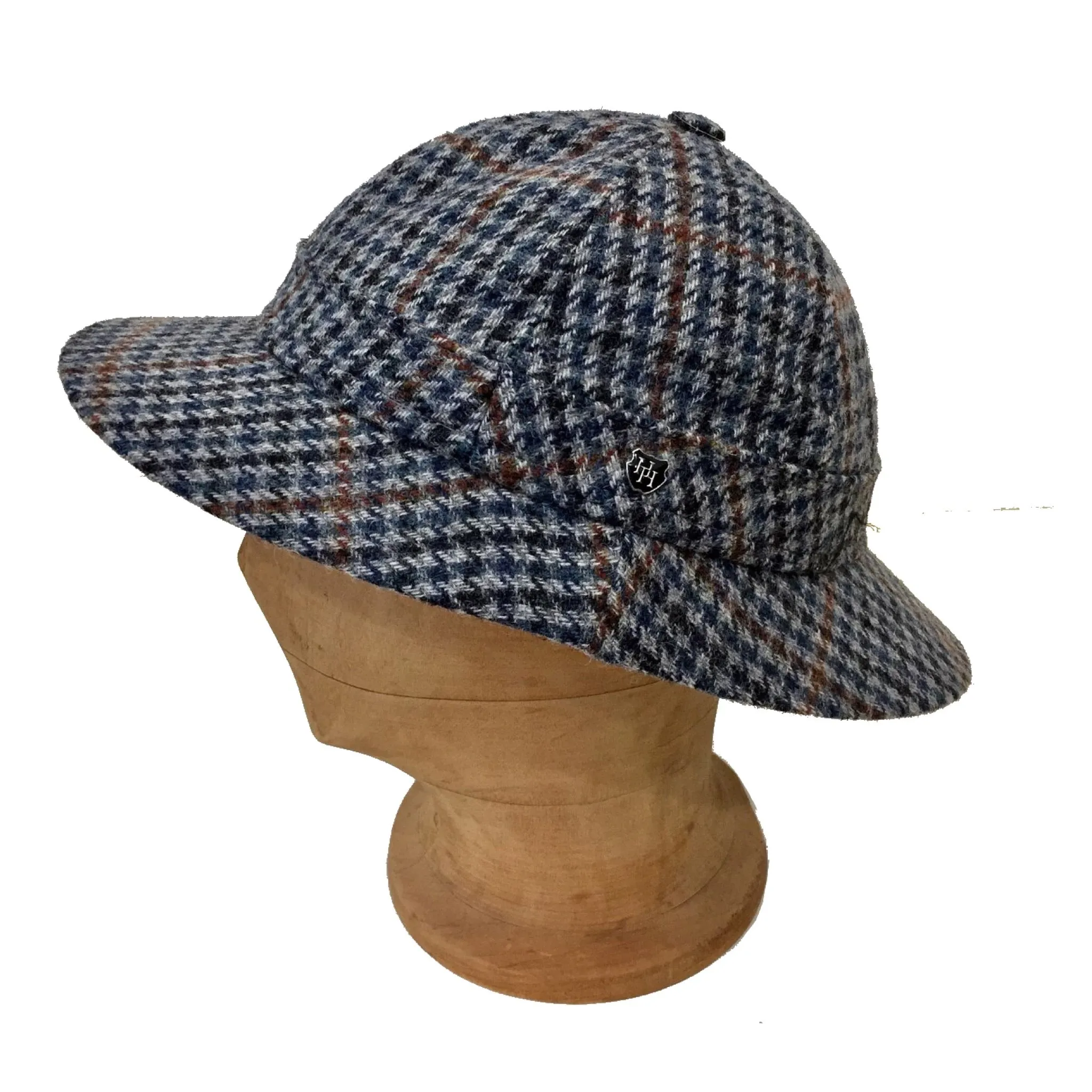 English Grey Wool Tweed Deer Stalker Hat, Size XL