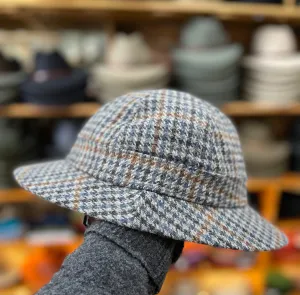 English Grey Wool Tweed Deer Stalker Hat, Size XL