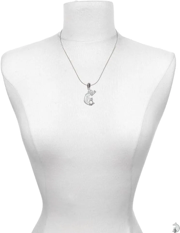 Delight Jewelry Silvertone Large Owl Sitting on Moon - Silver-tone Rope Charm Bead Dangle with Mini 2025