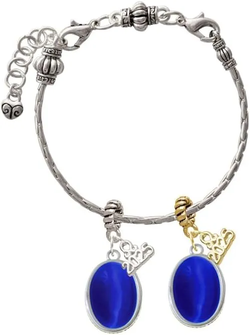 Delight Jewelry Silvertone Small Oval Cabochon - Silver-tone Rope Charm Bead Dangle with Mini 2025