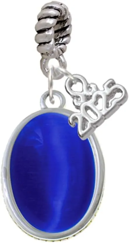 Delight Jewelry Silvertone Small Oval Cabochon - Silver-tone Rope Charm Bead Dangle with Mini 2025