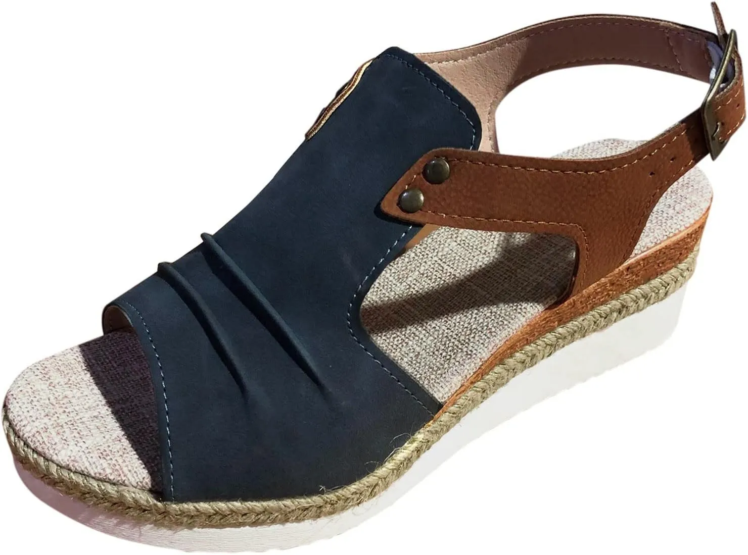 Dheva-C Orthopedic Platform Wedge Sandals for Women Summer Dressy 2023 Flat Open Toe Ankle Strap Espadrilles Sandals Casual Strappy Slip on Sandals Beach Boho Sandals Comfortable Outdoor Shoes