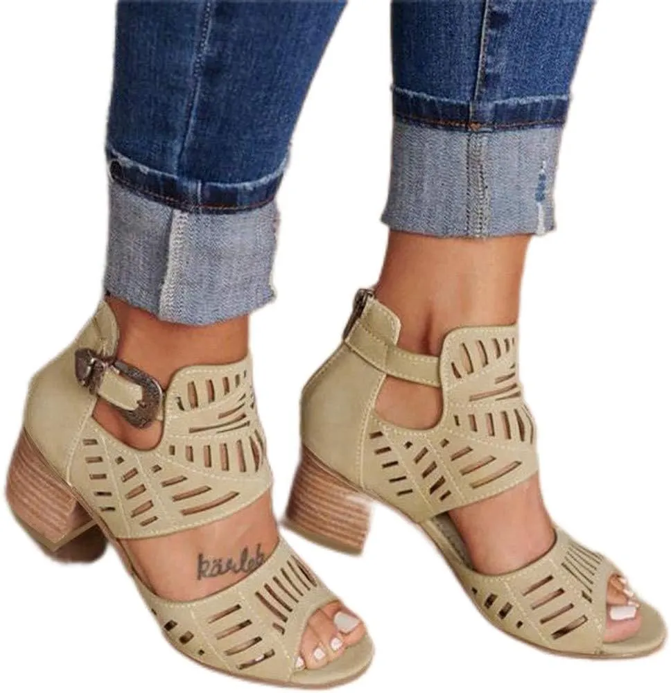 Dheva-C Orthopedic Sicandals for Women Dressy,Womens Flat Sandals Open Toe Slippers Flip Flop Shoes Summer Casual Ankle Buckle Strap Orthopedic Open Toe Sandals High Heel Sandal (b-Khaki, 5.5)