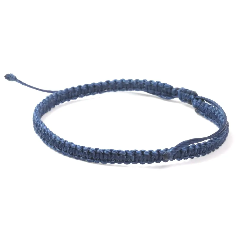 Dowling Brothers Minimal Wax Rope Handmade Adjustable Friendship Bracelet (Navy Blue)