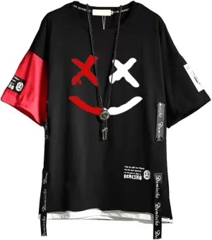 DUDHUH Mens T-Shirts Techwear Japanese Streetwear Hip Hop Short Sleeve Shirts for Men