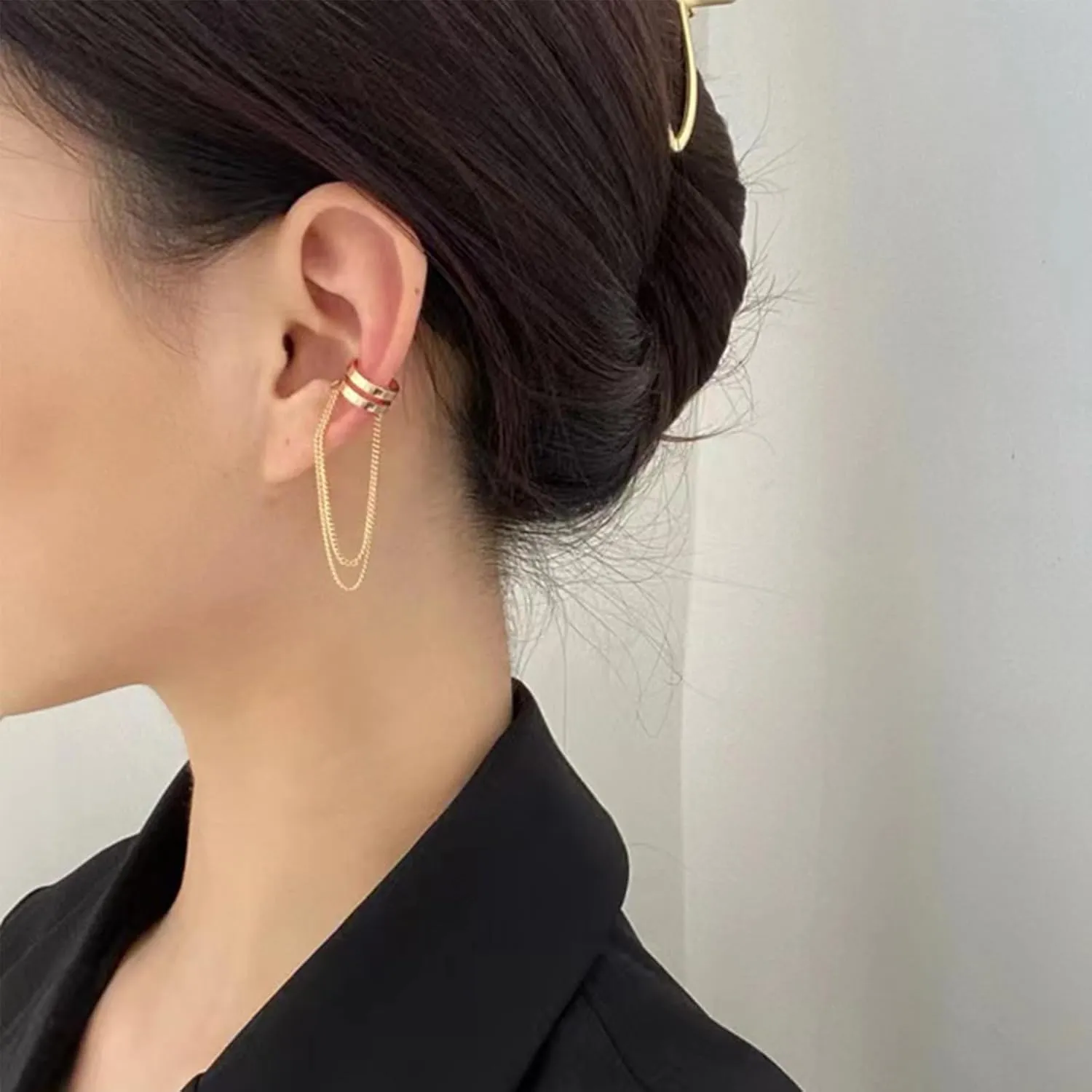 Ear Cuffs for Women Gold Earring Cuff With Chain Clip on Earrings Non Piercing Cartilage Cuff Earrings Trendy Gifts
