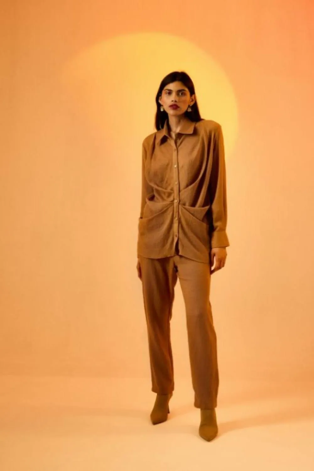 echo woolen cocoa top   pant set
