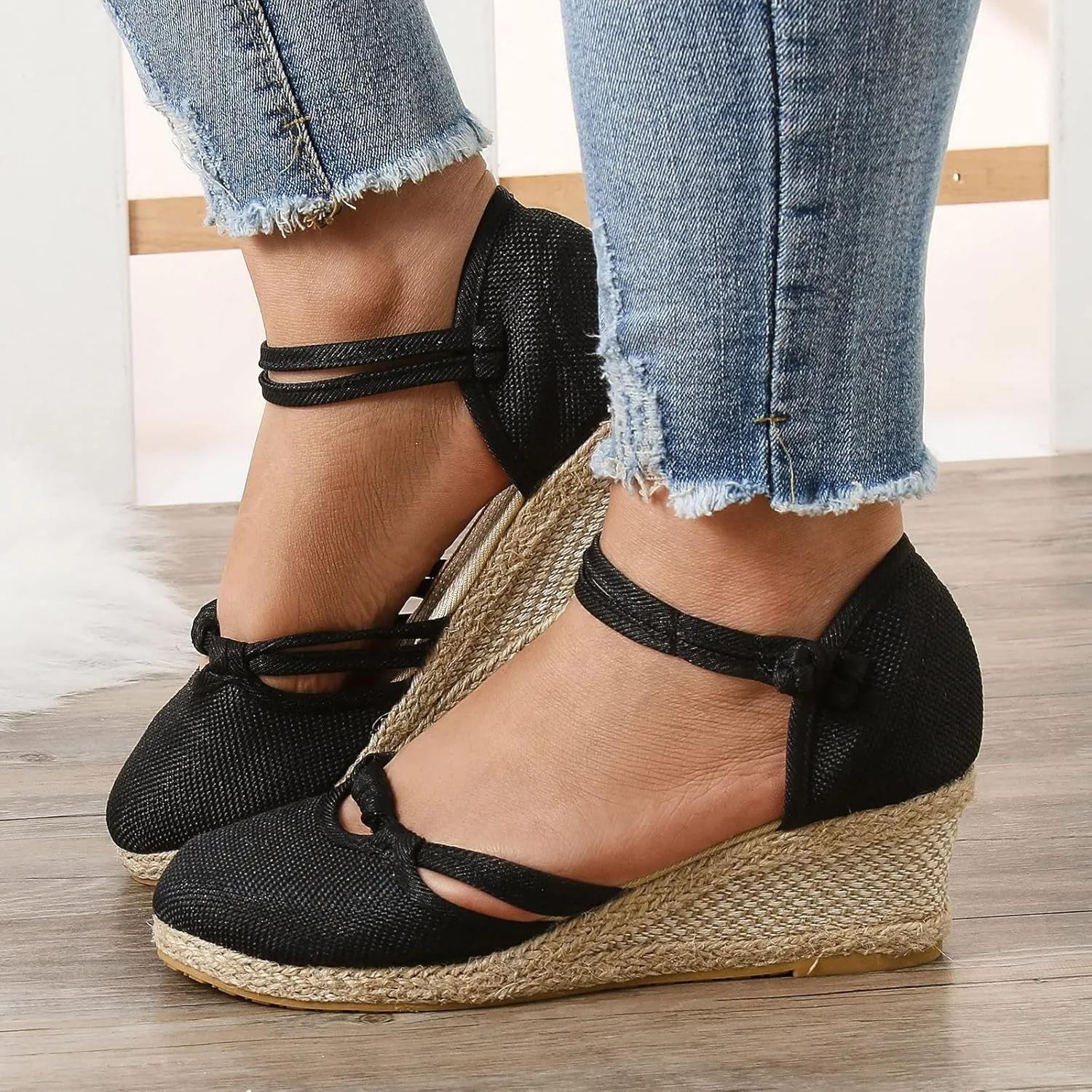 Eduavar Sandals for Women 2023, Sandals Women Dressy Summer Close Toe Sandals Comfy Breathable Wedge Platform Shoes