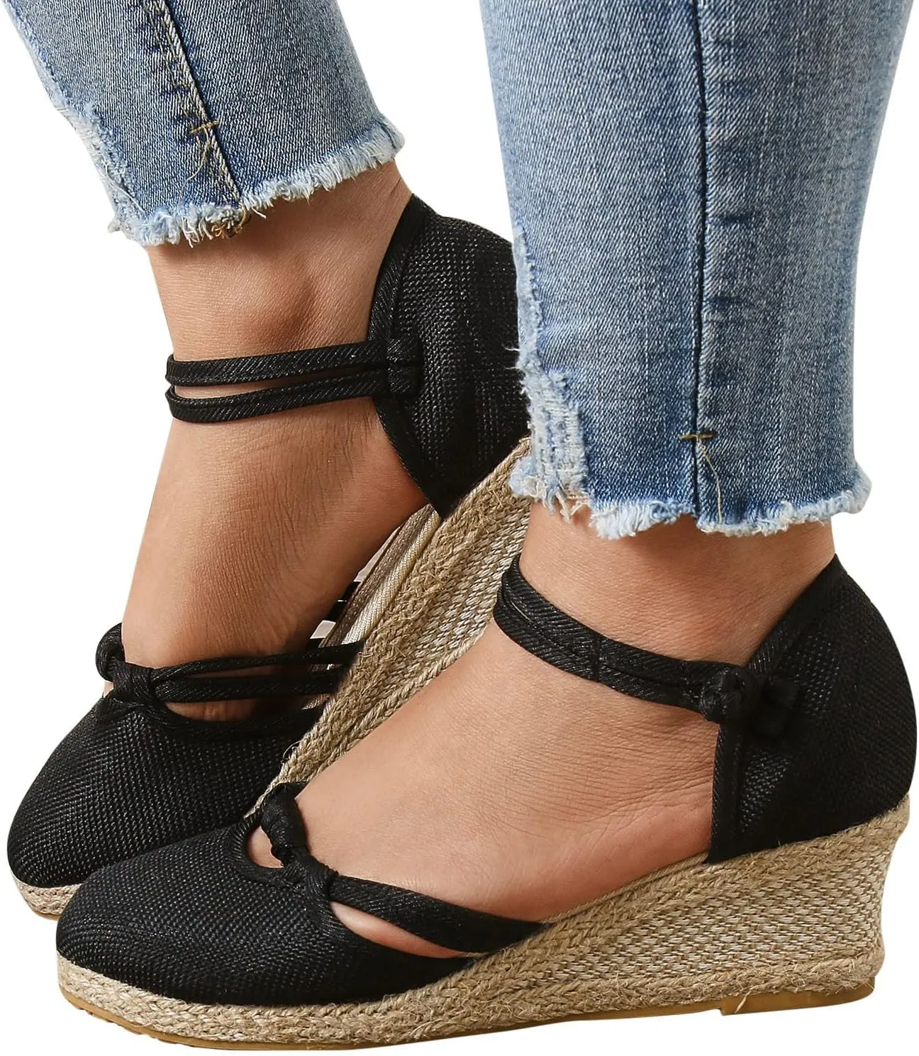 Eduavar Sandals for Women 2023, Sandals Women Dressy Summer Close Toe Sandals Comfy Breathable Wedge Platform Shoes
