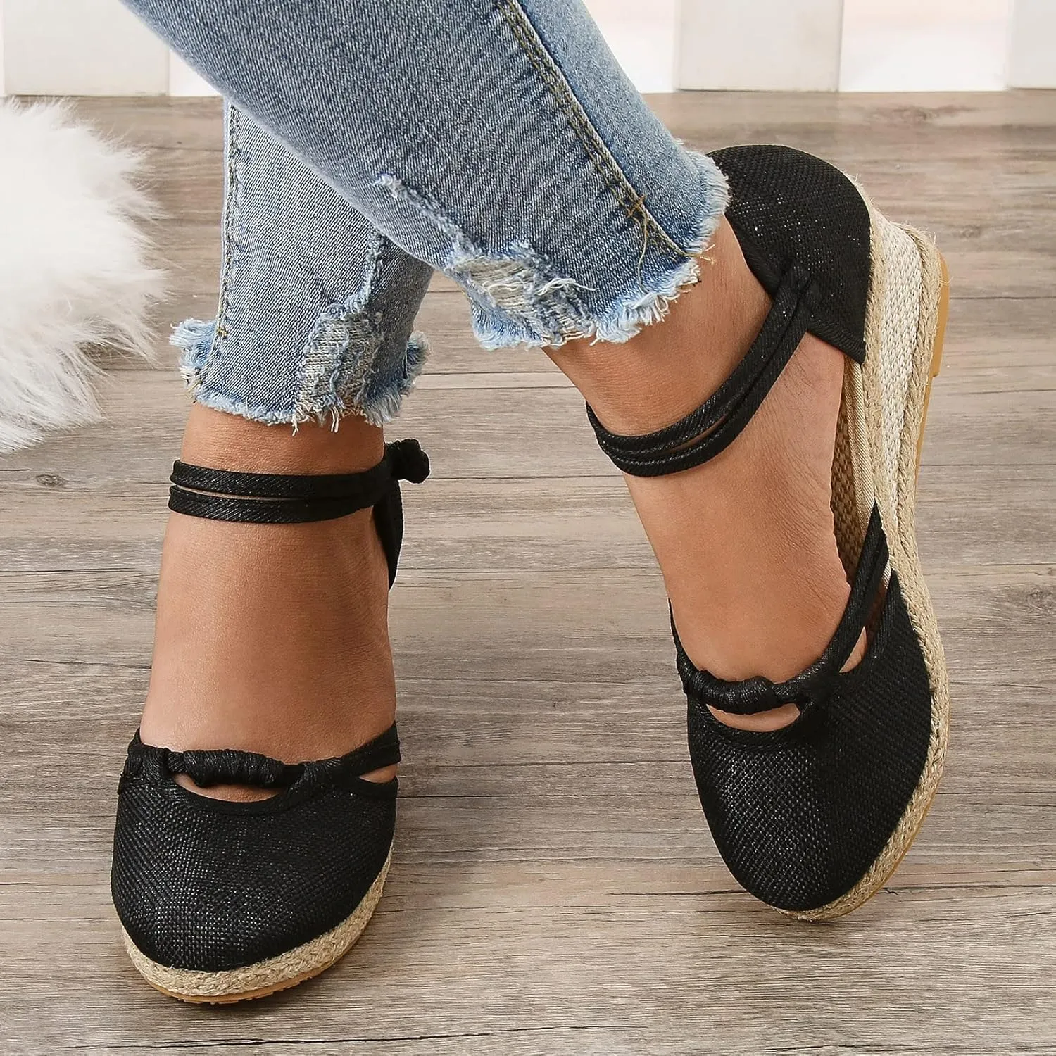Eduavar Sandals for Women 2023, Sandals Women Dressy Summer Close Toe Sandals Comfy Breathable Wedge Platform Shoes