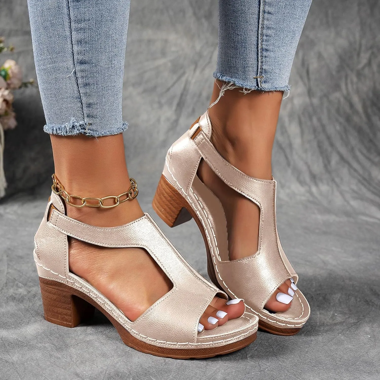 Eduavar Sandals for Women 2025 Low Block Heels Chunky Wedding Ankle Strap Dress Pump Shoes Slingback Open Toe Heeled Sandals