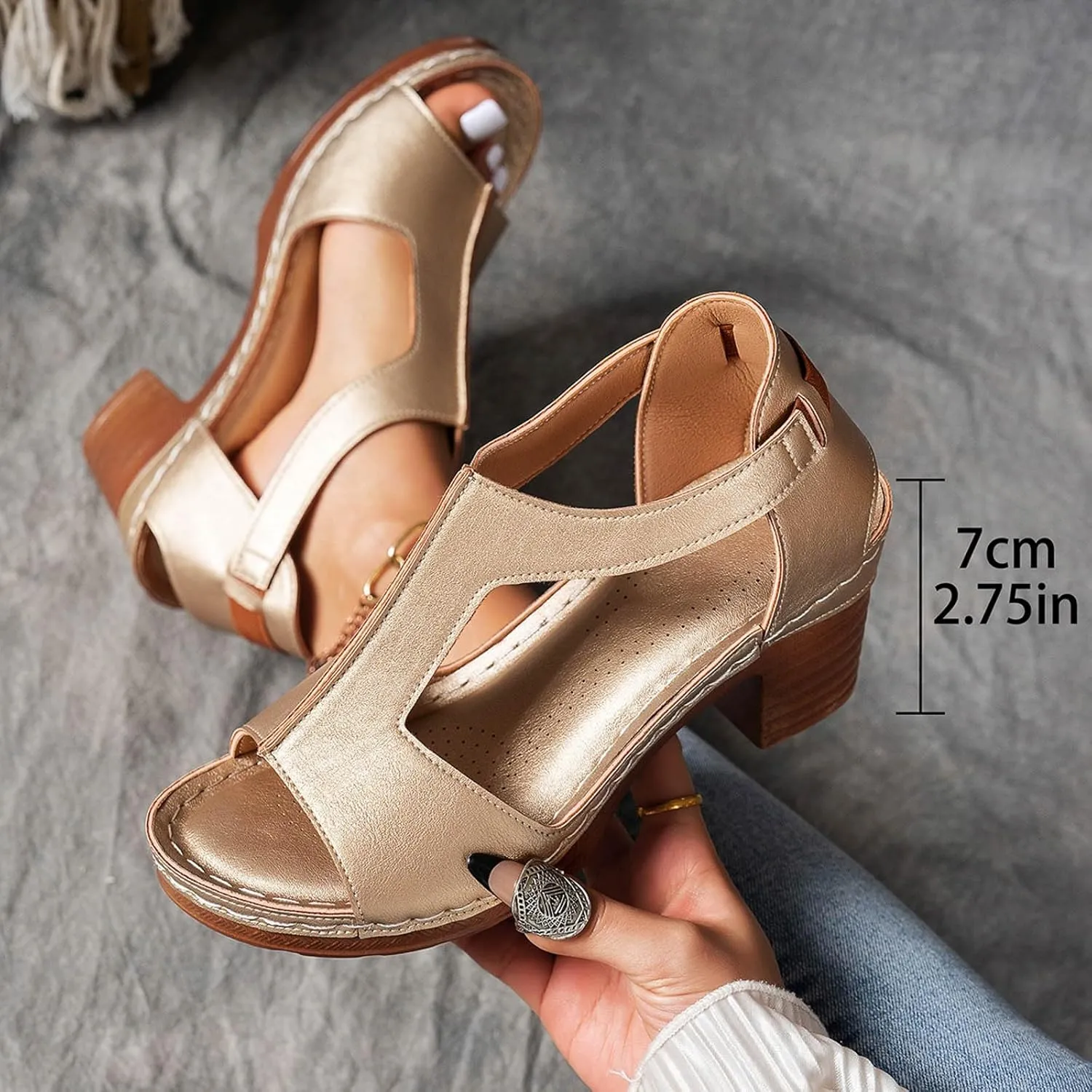 Eduavar Sandals for Women 2025 Low Block Heels Chunky Wedding Ankle Strap Dress Pump Shoes Slingback Open Toe Heeled Sandals