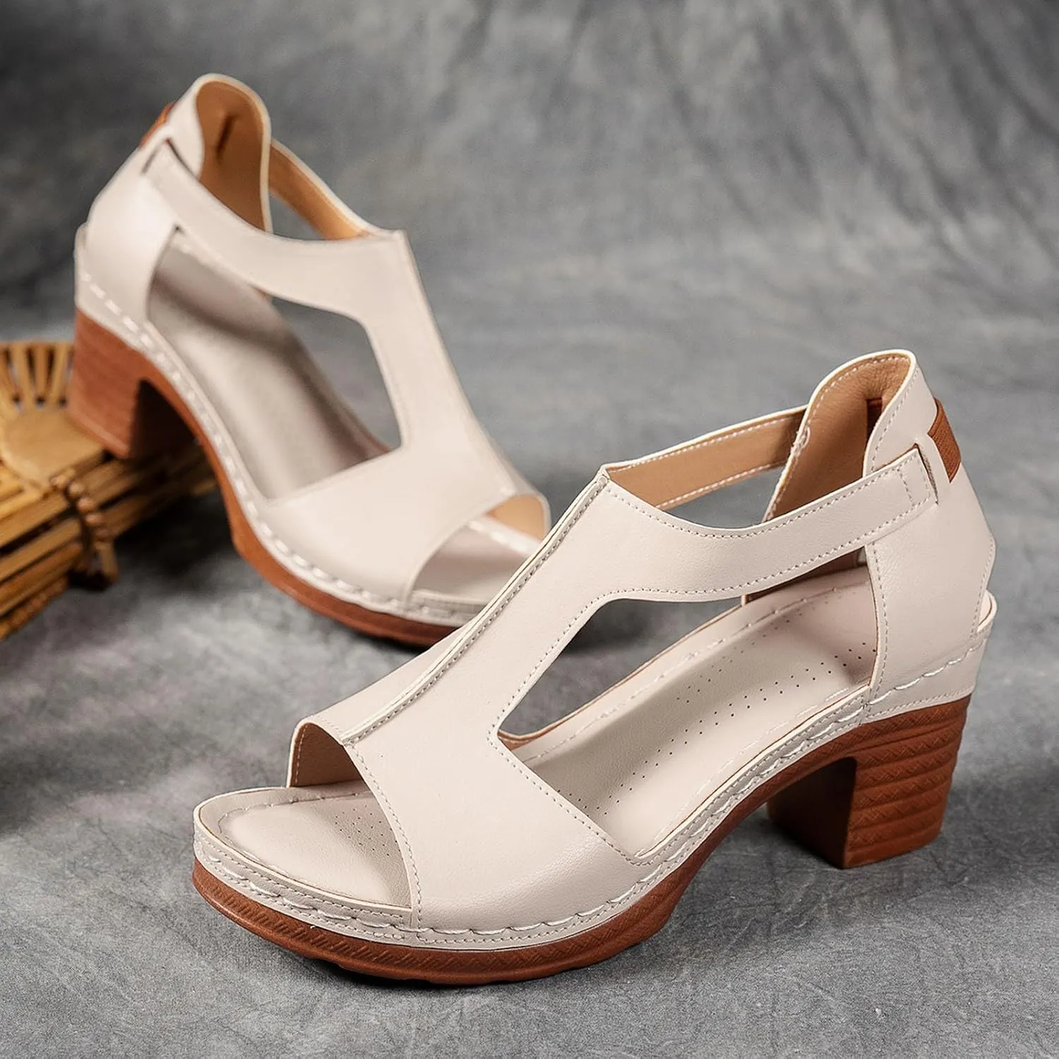 Eduavar Sandals for Women 2025 Low Block Heels Chunky Wedding Ankle Strap Dress Pump Shoes Slingback Open Toe Heeled Sandals