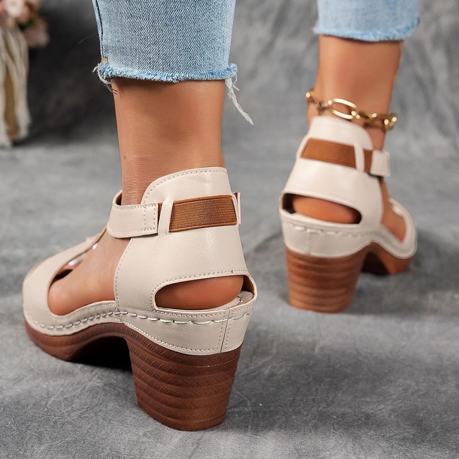 Eduavar Sandals for Women 2025 Low Block Heels Chunky Wedding Ankle Strap Dress Pump Shoes Slingback Open Toe Heeled Sandals