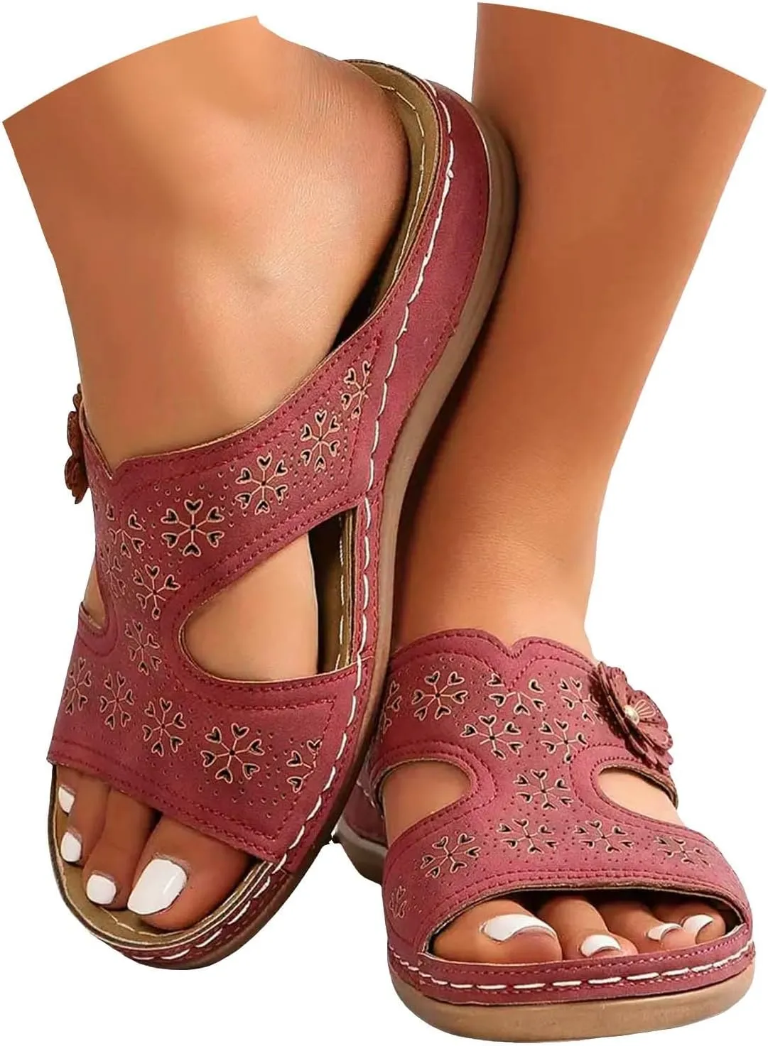 Eduavar Sandals for Women 2025 Orthopedic Slide Sandals Orthotic Comfortable Walking Non-Slip Sole Shoes with Arch Support