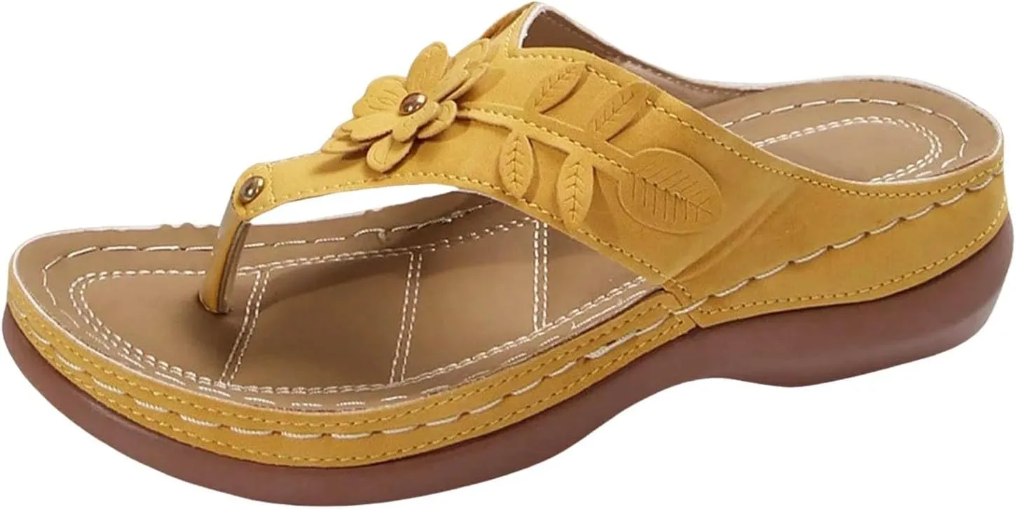 Eduavar Sandals for Women 2025 Slide Shoes Slip On Flip Flops Summer Open Toe Slippers Walking with Arch Support Beach Sandal