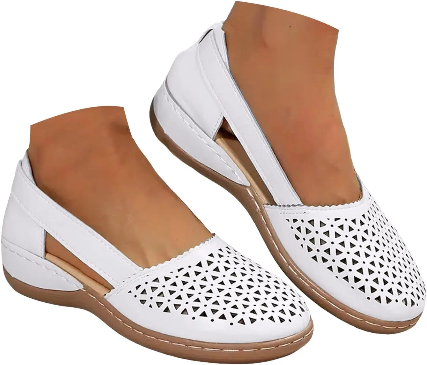 Eduavar Sandals for Women Casual Dressy Summer Closed Toe Sandals Breathable Flat with Arch Support Slip On Walking Shoes