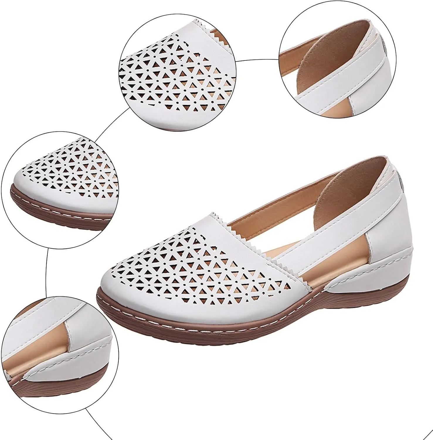 Eduavar Sandals for Women Casual Dressy Summer Closed Toe Sandals Breathable Flat with Arch Support Slip On Walking Shoes