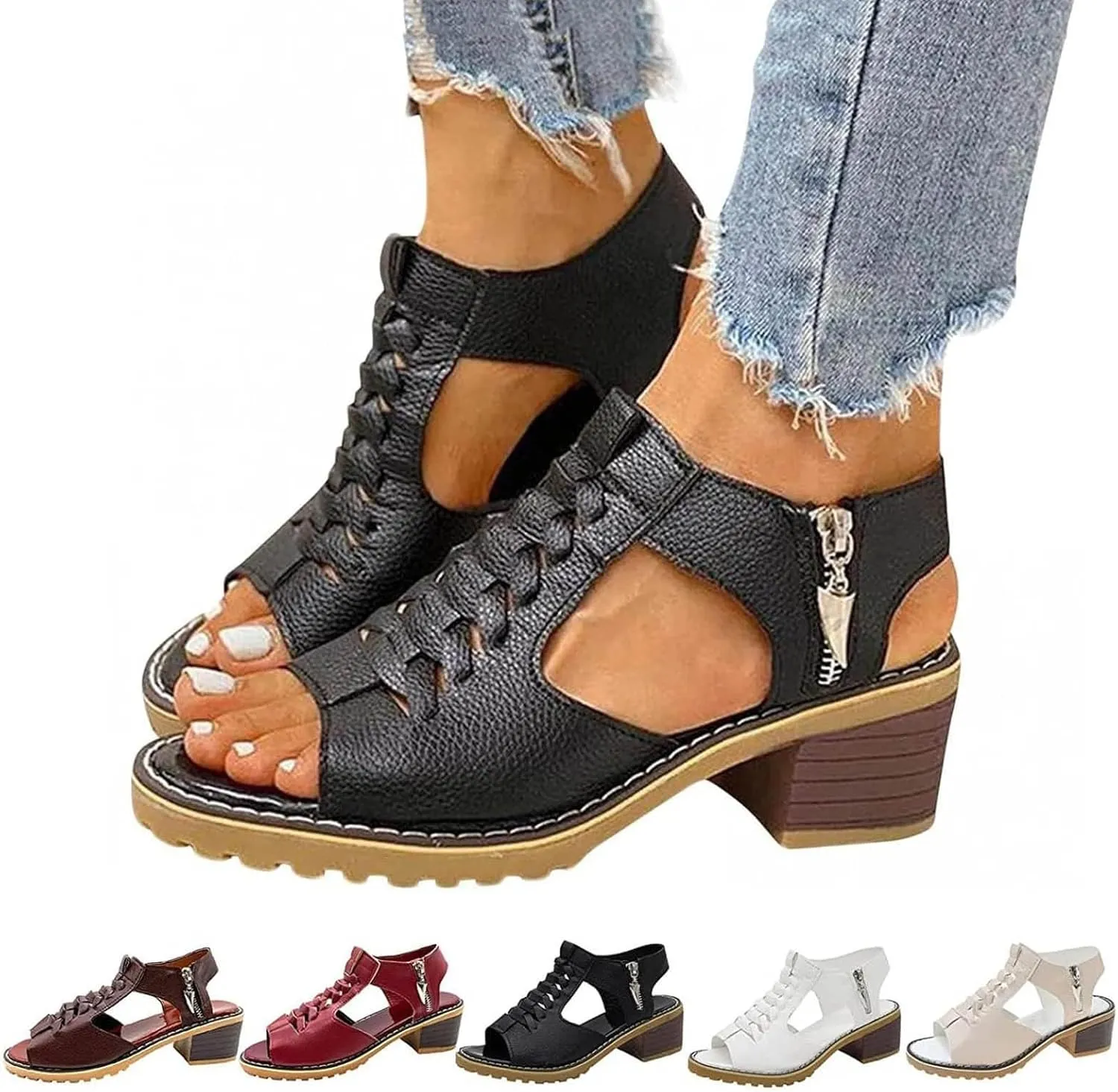 Eduavar Womens Sandals Casual Beach Summer Wedge Dressy Platform Sandals Open Toe Comfortable Arch Support Walking Shoes