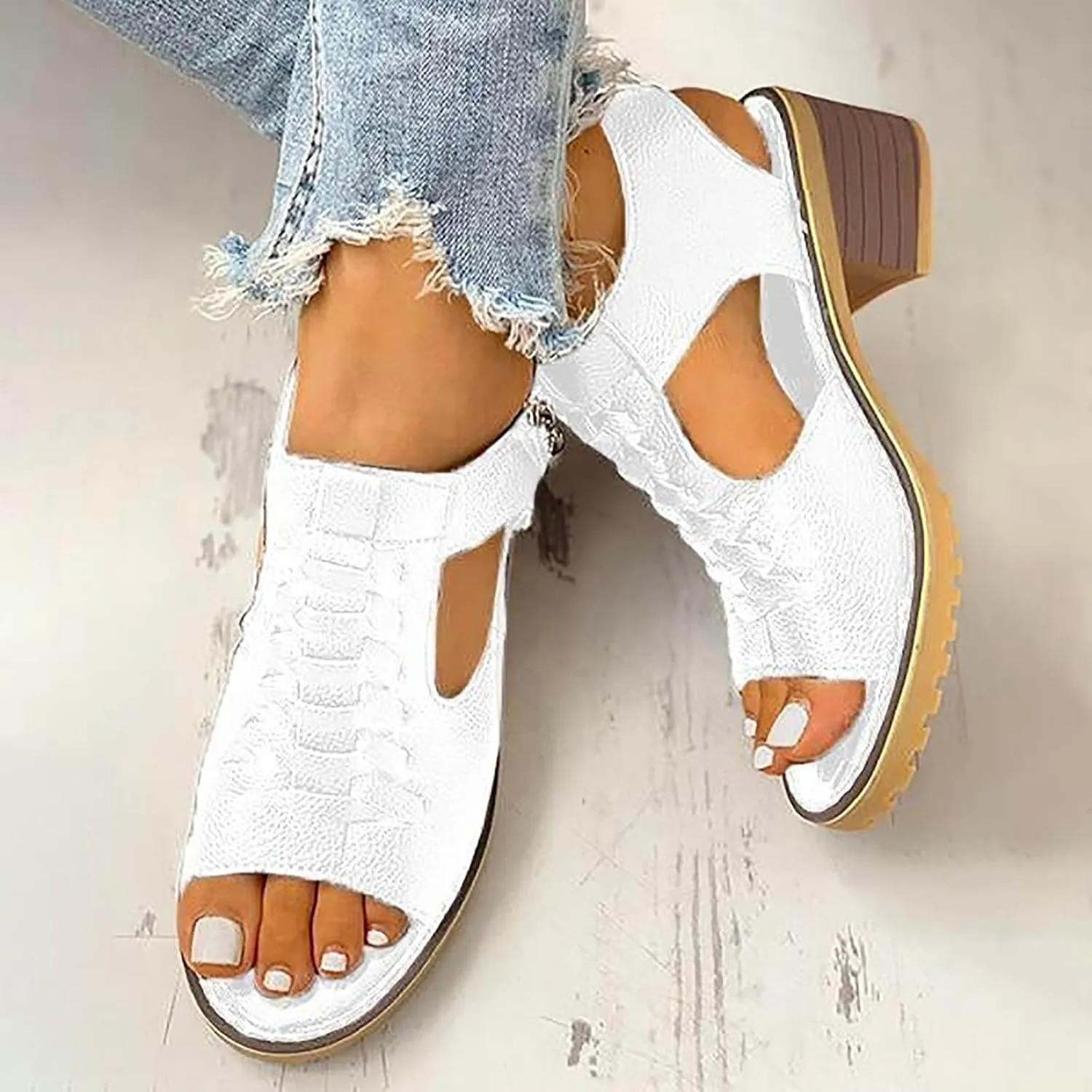 Eduavar Womens Sandals Casual Beach Summer Wedge Dressy Platform Sandals Open Toe Comfortable Arch Support Walking Shoes