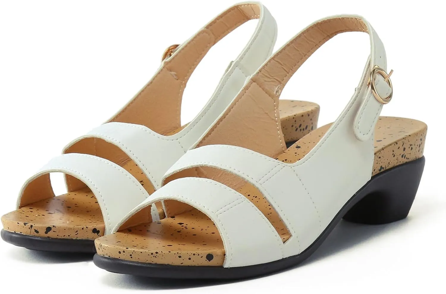 Eduavar Womens Sandals Comfortable, Womens Sandals Orthopedic Sandals Dressy Open Toe Low Heel Sandals with Ankle Strap