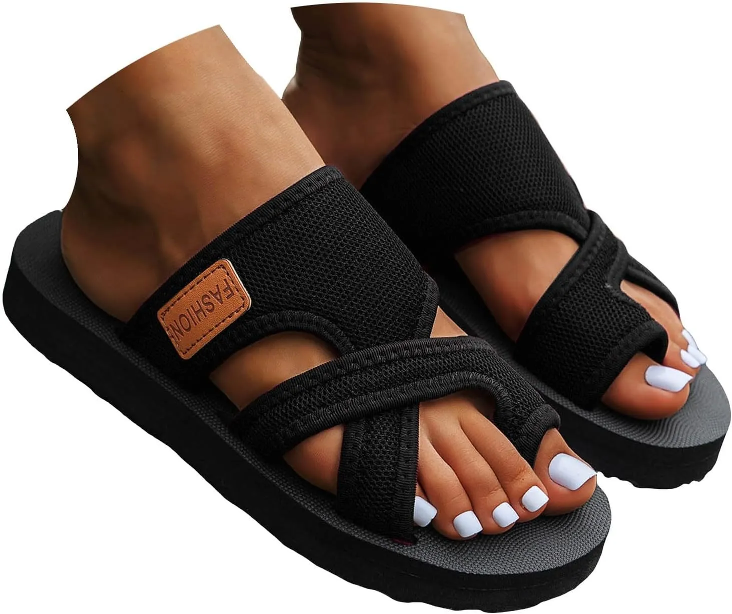 Eduavar Womens Sandals Summer Fashion 2025 Wide Beach Breathable Comfortable Mesh Hollow Mesh Slide Sandls Orthopedic Shoes