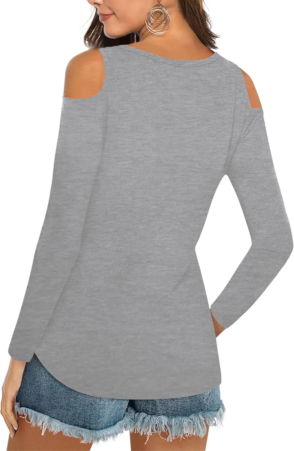 Elesomo Womens V Neck Cold Shoulder Tops Short/Long Sleeve Summer T Shirts Basic Tees