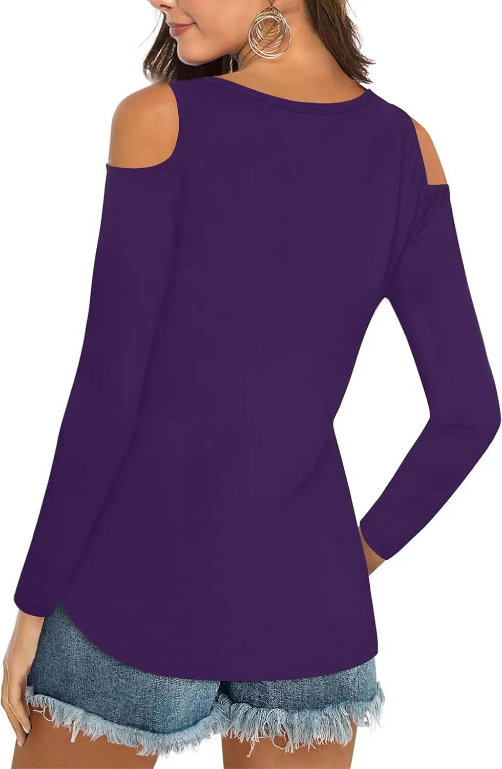Elesomo Womens V Neck Cold Shoulder Tops Short/Long Sleeve Summer T Shirts Basic Tees