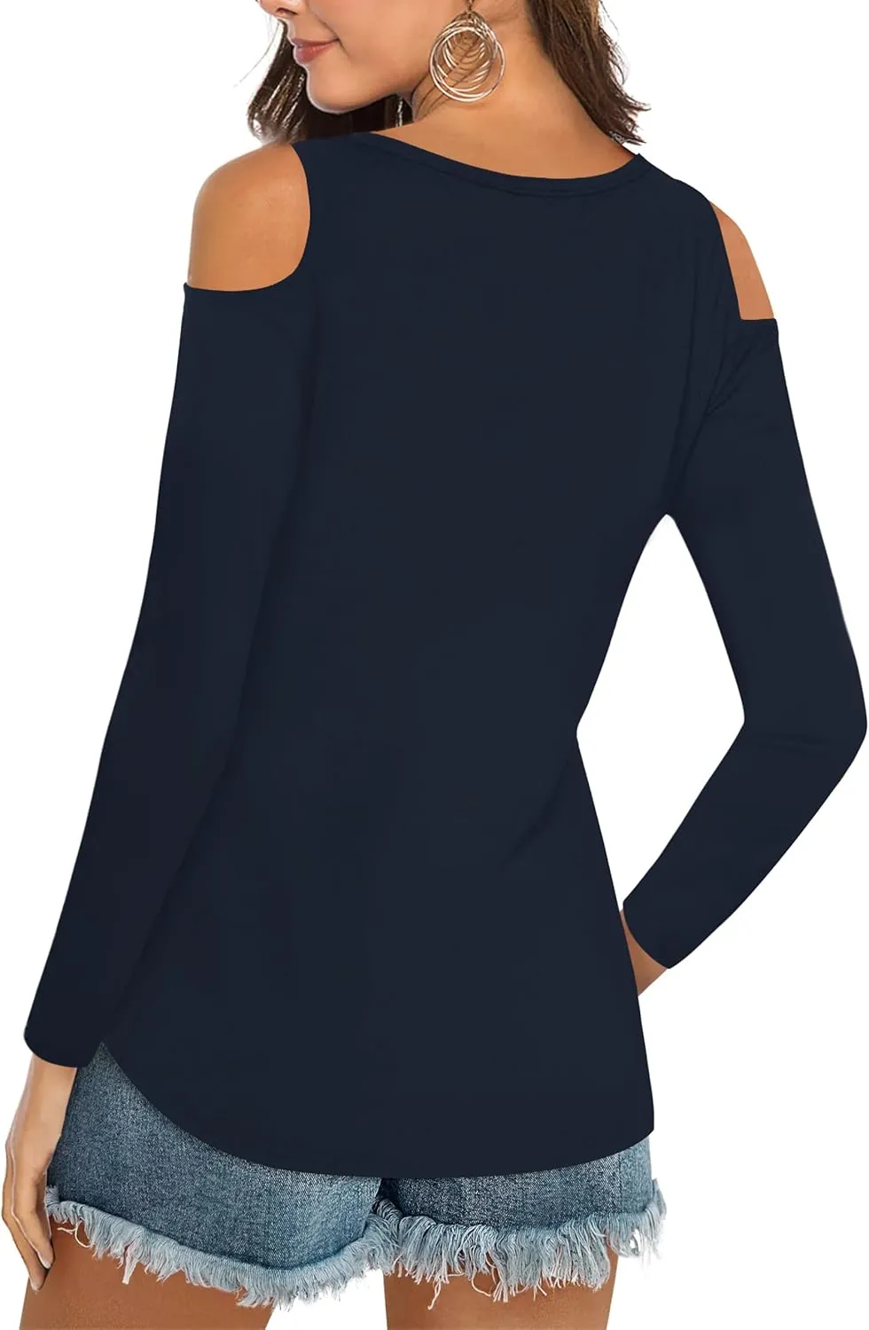 Elesomo Womens V Neck Cold Shoulder Tops Short/Long Sleeve Summer T Shirts Basic Tees