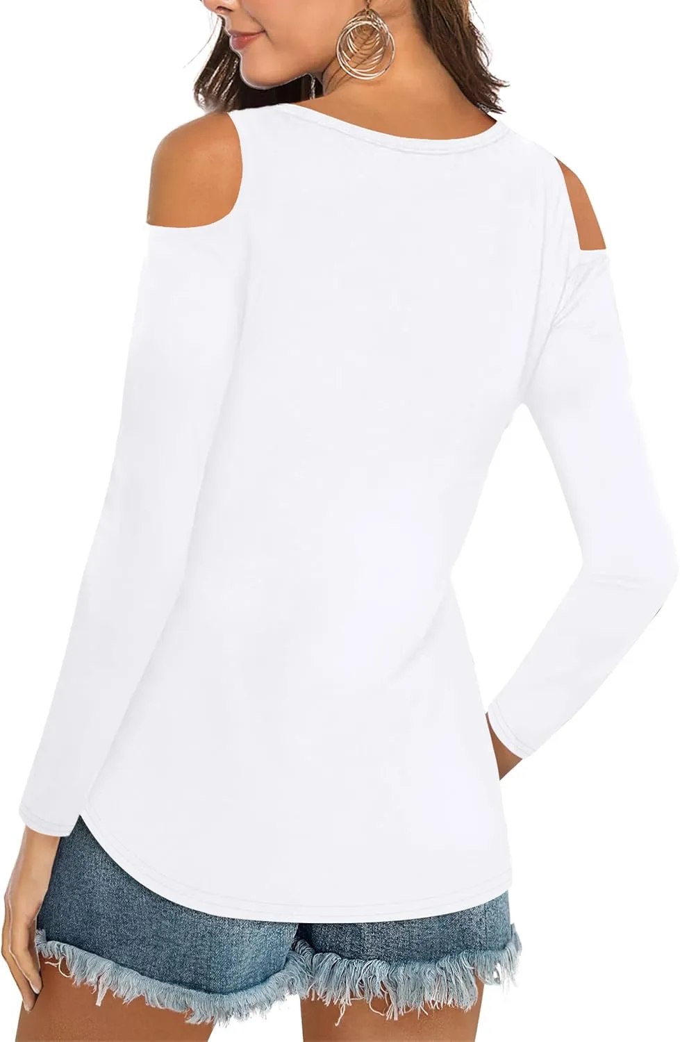 Elesomo Womens V Neck Cold Shoulder Tops Short/Long Sleeve Summer T Shirts Basic Tees