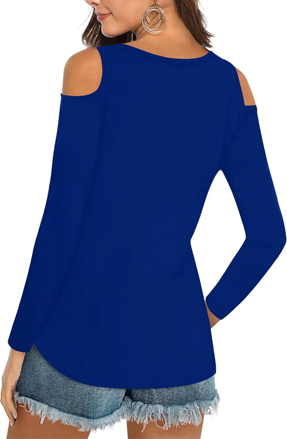Elesomo Womens V Neck Cold Shoulder Tops Short/Long Sleeve Summer T Shirts Basic Tees