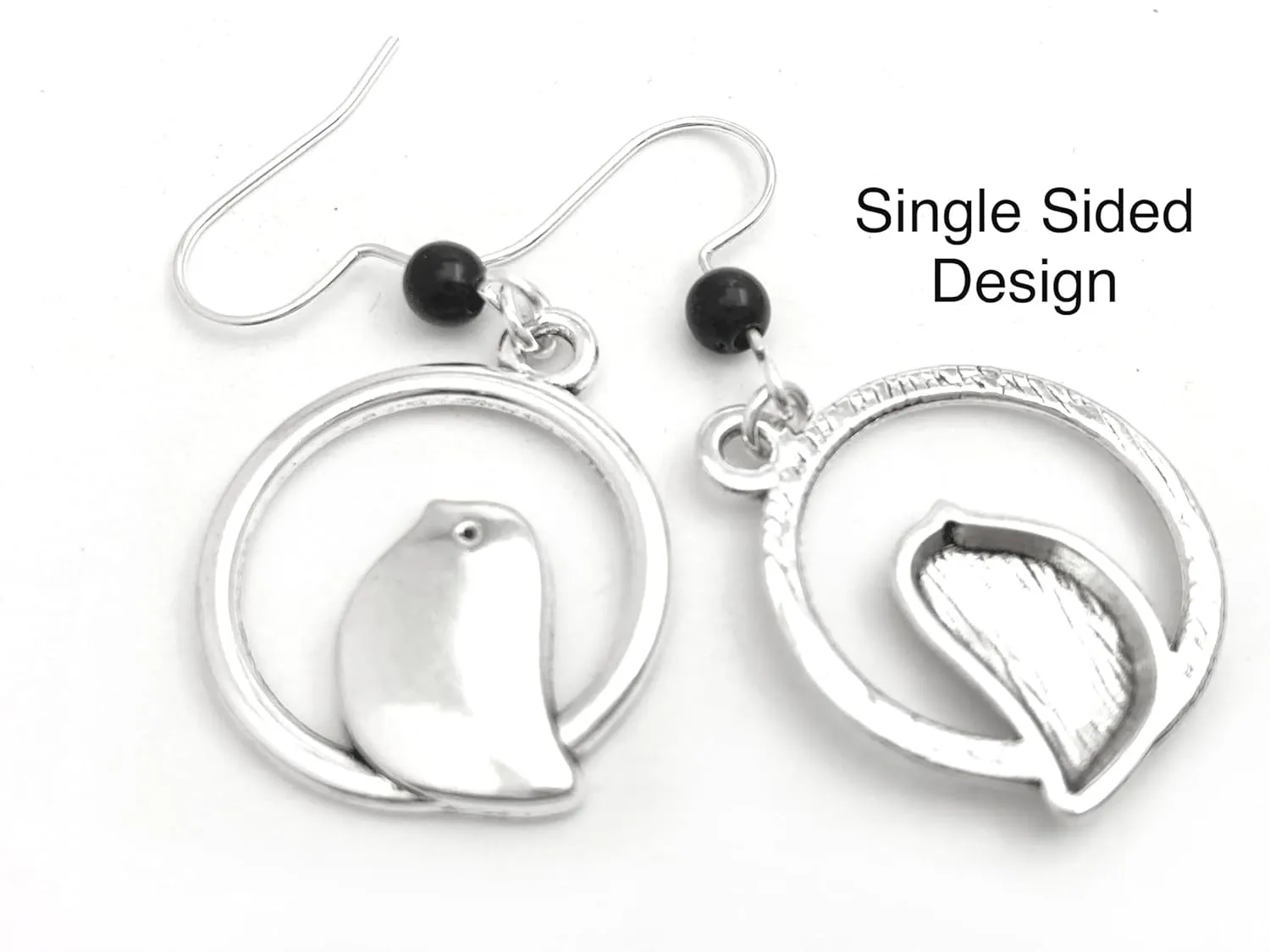 Enchanted Leaves - Sweetly Minimal Silver Bird Earrings - Cute Bird Charm Earrings