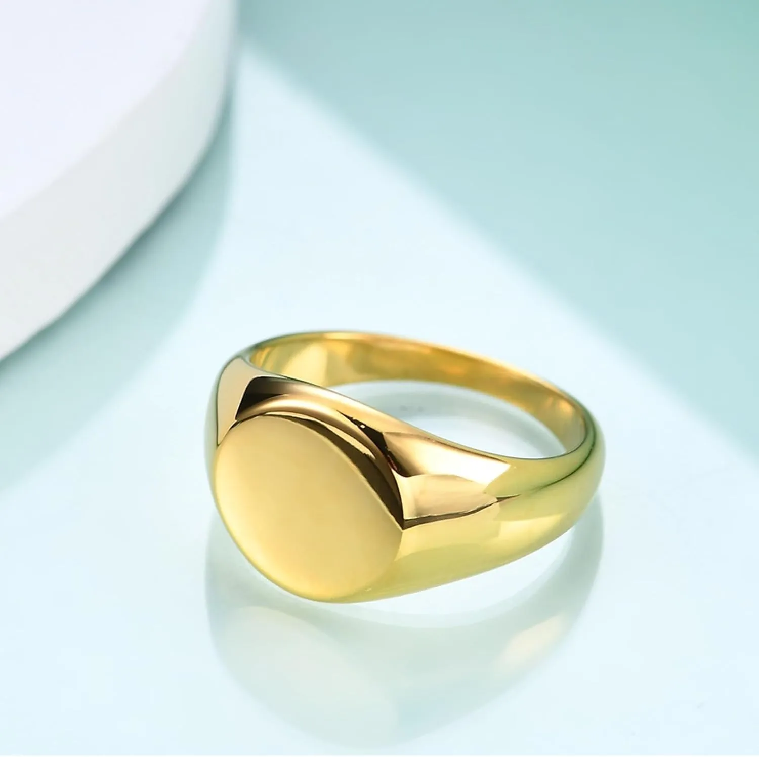 Epinki 12MM Stainless Steel Wedding Rings, Women/Men Ring Polished Oval Simple Jewelry Rings