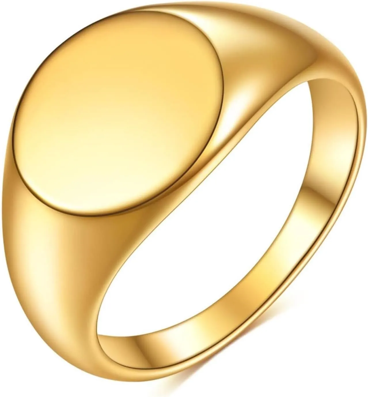Epinki 12MM Stainless Steel Wedding Rings, Women/Men Ring Polished Oval Simple Jewelry Rings