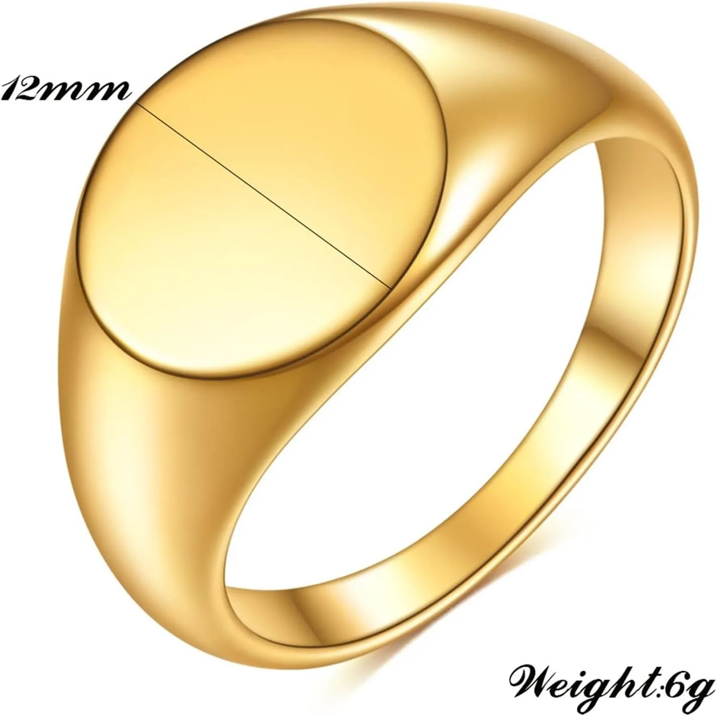 Epinki 12MM Stainless Steel Wedding Rings, Women/Men Ring Polished Oval Simple Jewelry Rings
