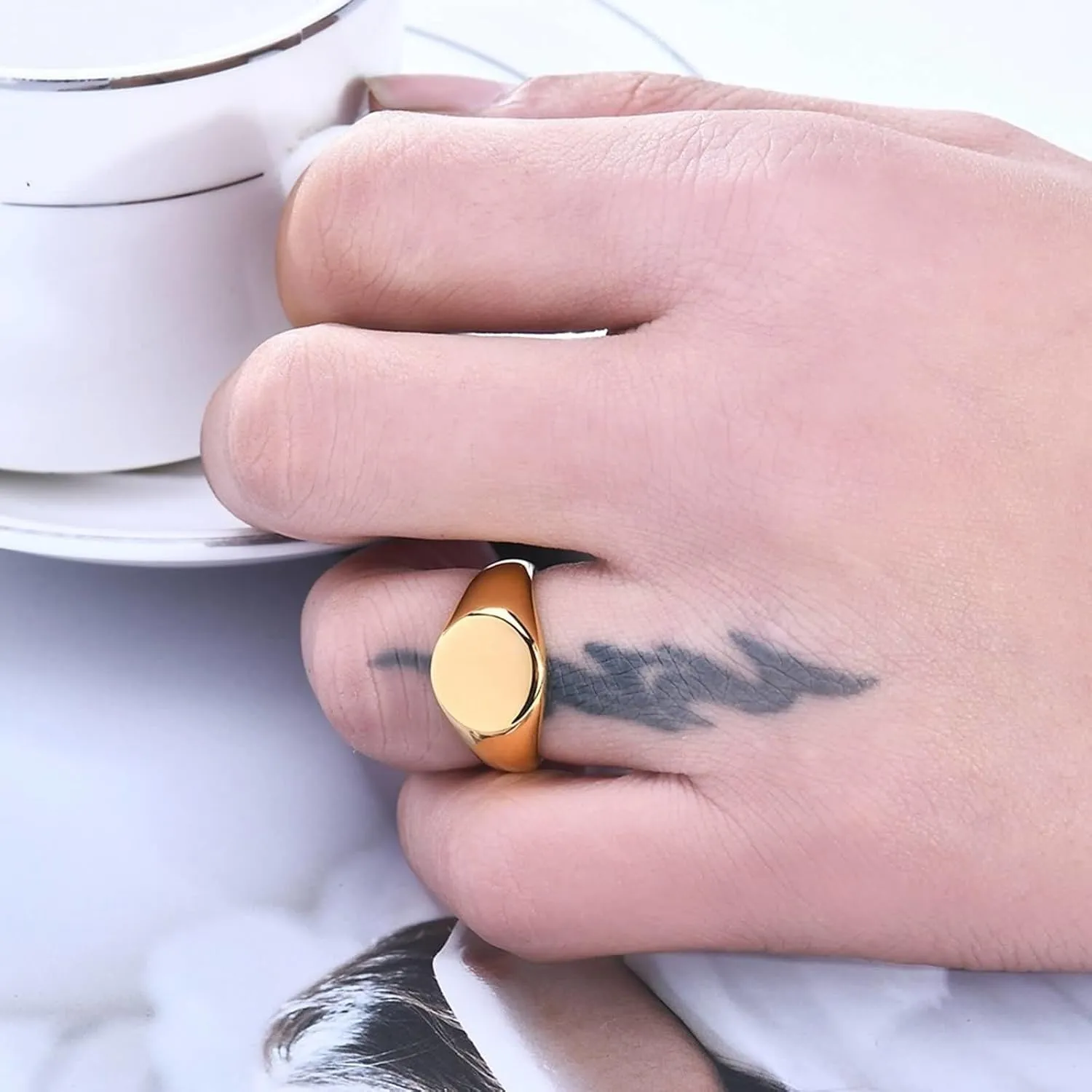 Epinki 12MM Stainless Steel Wedding Rings, Women/Men Ring Polished Oval Simple Jewelry Rings