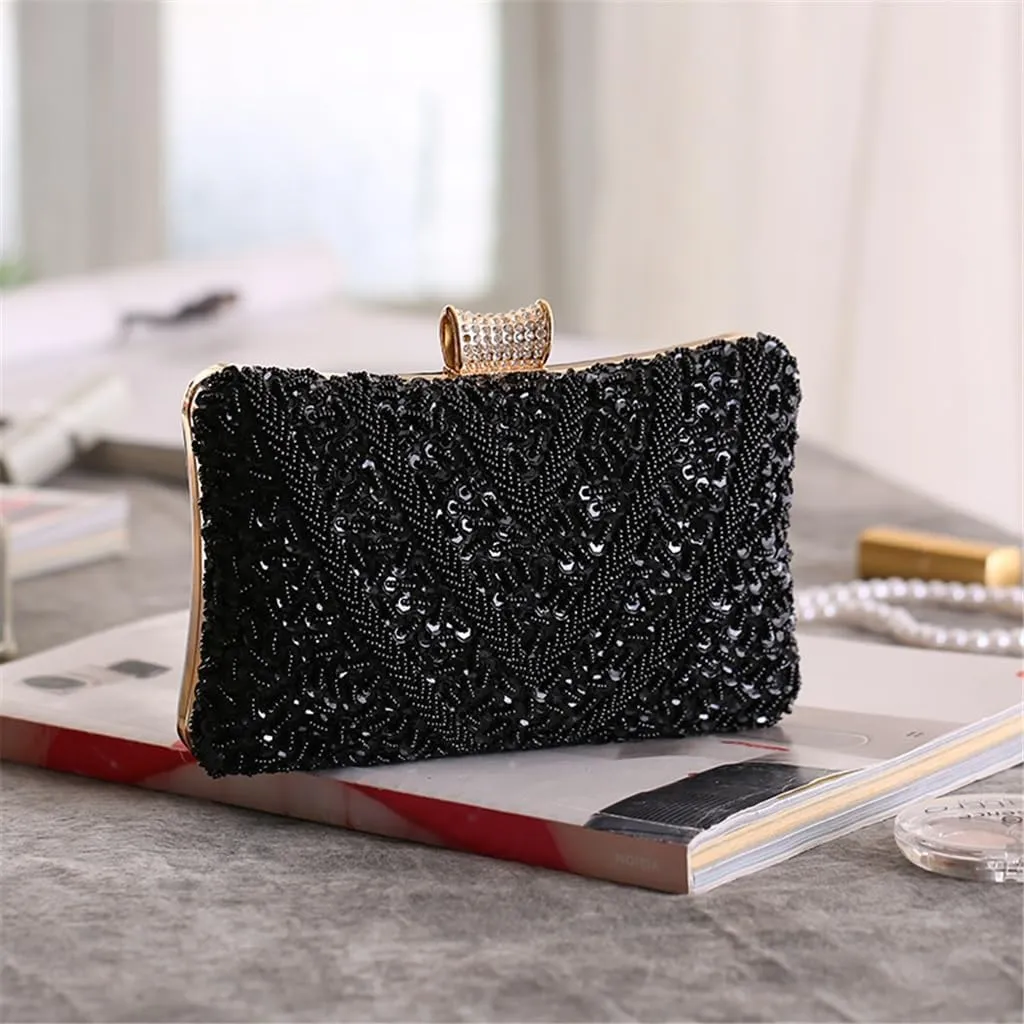 Evening Bag Clutch Bag Diamonds Banquet Dress Bag Hand Stitched Beaded Small Square Bag