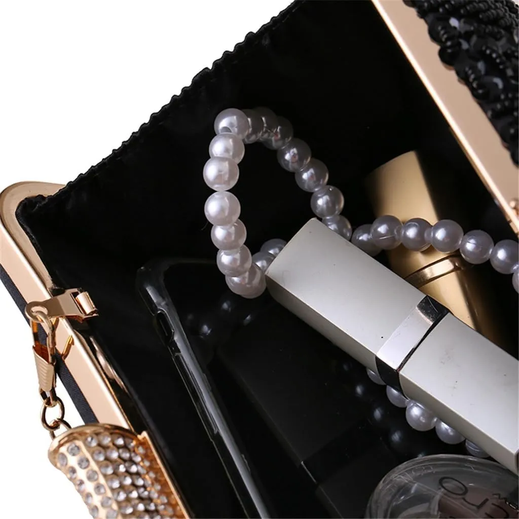 Evening Bag Clutch Bag Diamonds Banquet Dress Bag Hand Stitched Beaded Small Square Bag