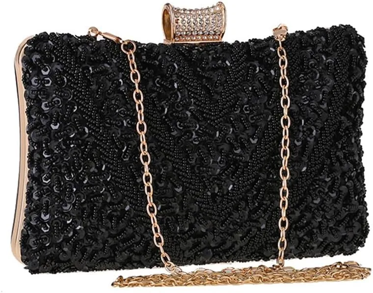 Evening Bag Clutch Bag Diamonds Banquet Dress Bag Hand Stitched Beaded Small Square Bag