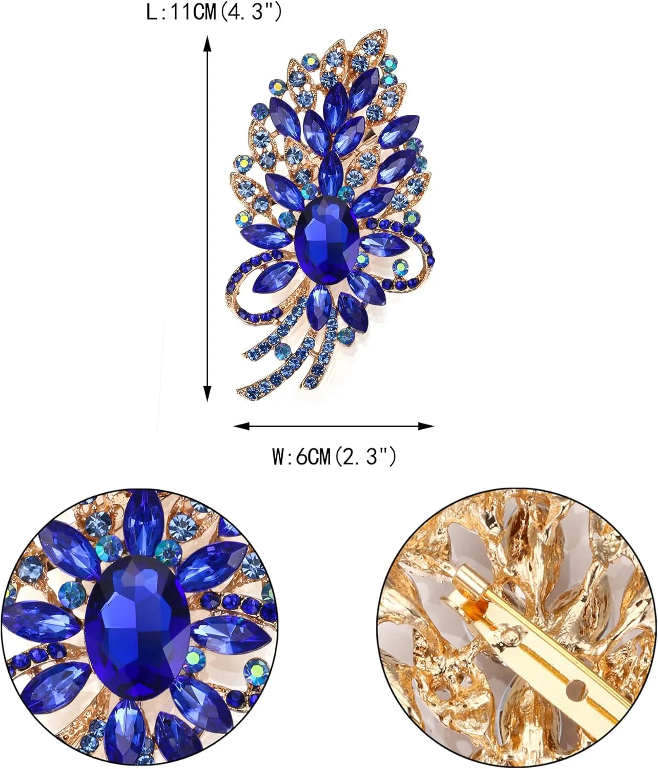 EVER FAITH Women's Oval Crystal Brooch Pin, Vintage Inspired Knot Marquise Brooches for Prom
