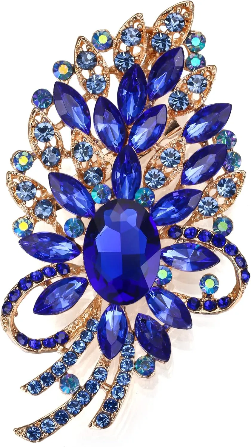 EVER FAITH Women's Oval Crystal Brooch Pin, Vintage Inspired Knot Marquise Brooches for Prom
