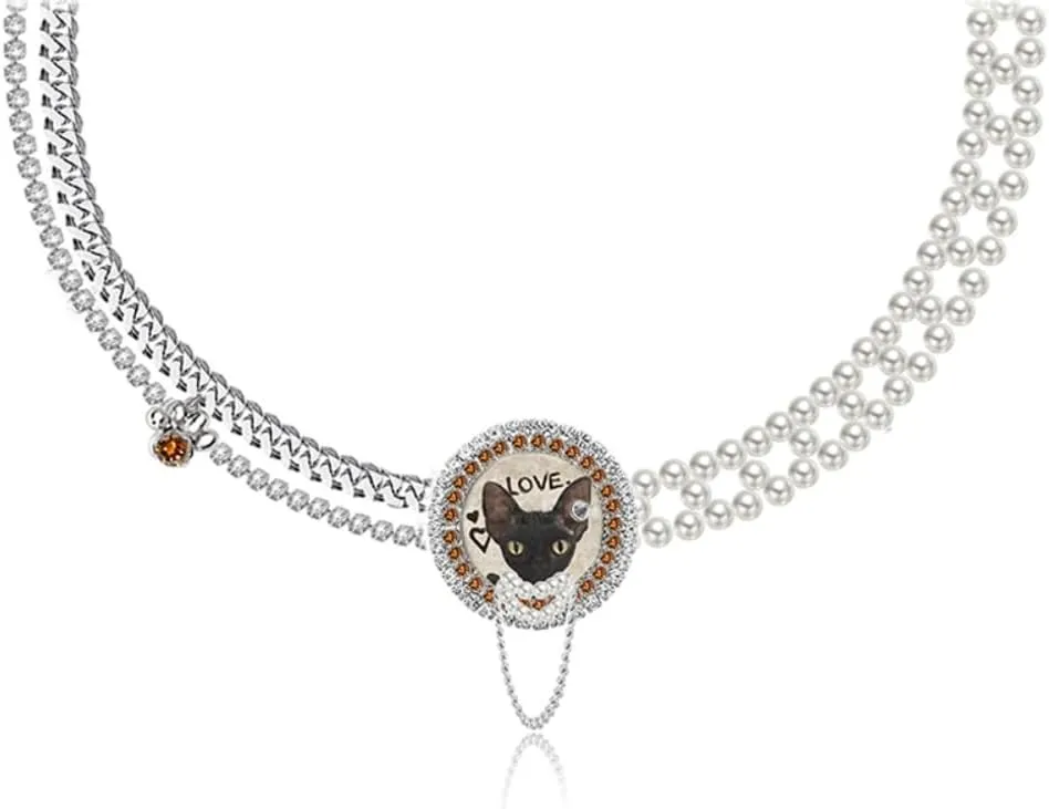 Fashion cat necklace Personalized patchwork cat pendant women's necklace (M2564)