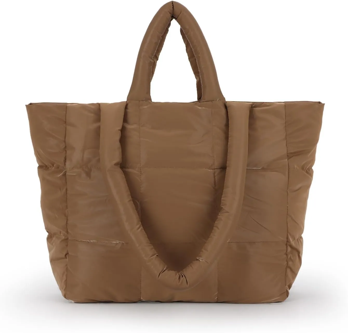 Fecialy Quilted Tote for Women - Large Puffer Shoulder Bag, Puffy Nylon Satchel Travel Handbag