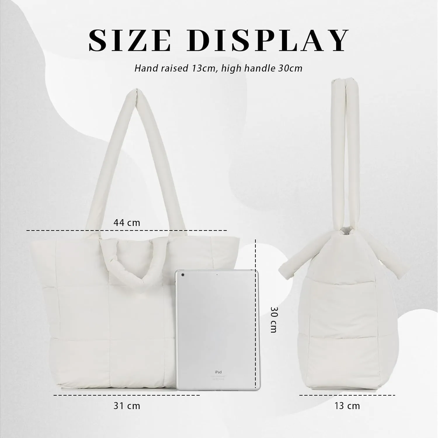 Fecialy Quilted Tote for Women - Large Puffer Shoulder Bag, Puffy Nylon Satchel Travel Handbag